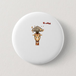 Badge Rond 5 Cm tête émoji explosant visage de girafe