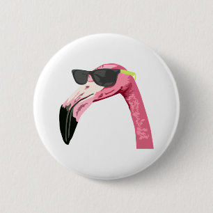 Badge Rond 5 Cm TÊTE Flamant rose