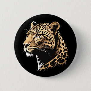 Badge Rond 5 Cm Tête léopard