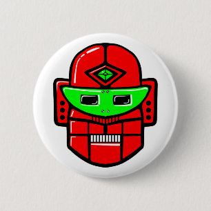 Badge Rond 5 Cm Tête Robot Rétro