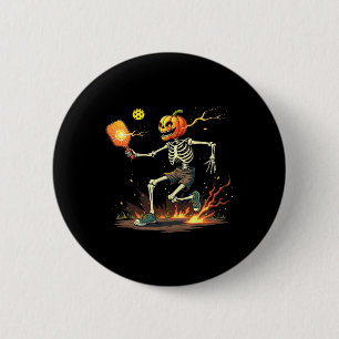Badge Rond 5 Cm Tête Sketon Pickleball Halloween Sports Éffrayants