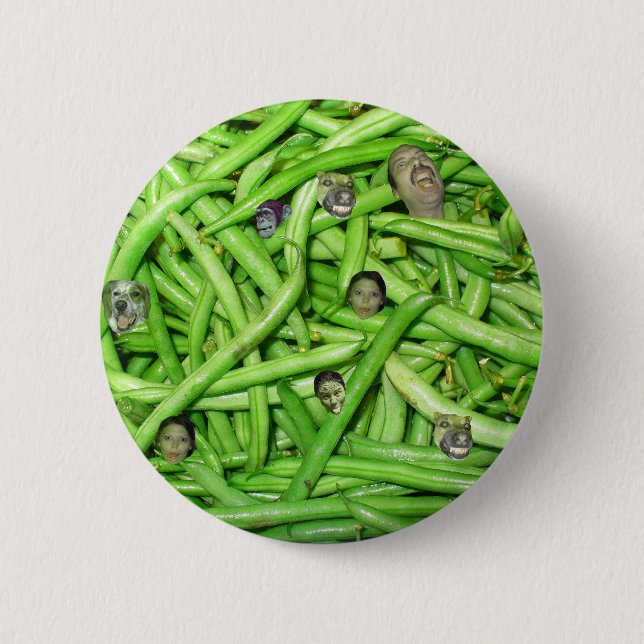 Badge Rond 5 Cm Têtes de haricots verts ! (Devant)