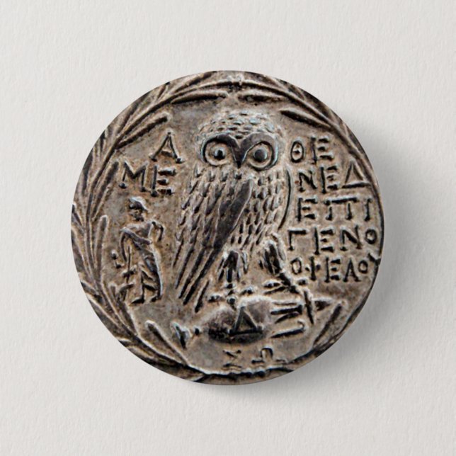 Badge Rond 5 Cm Tetradrachm en argent d'Athènes (Devant)