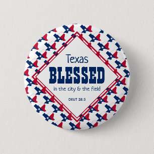 Badge Rond 5 Cm TEXAS BLESSED City Field Deutéronome Christian