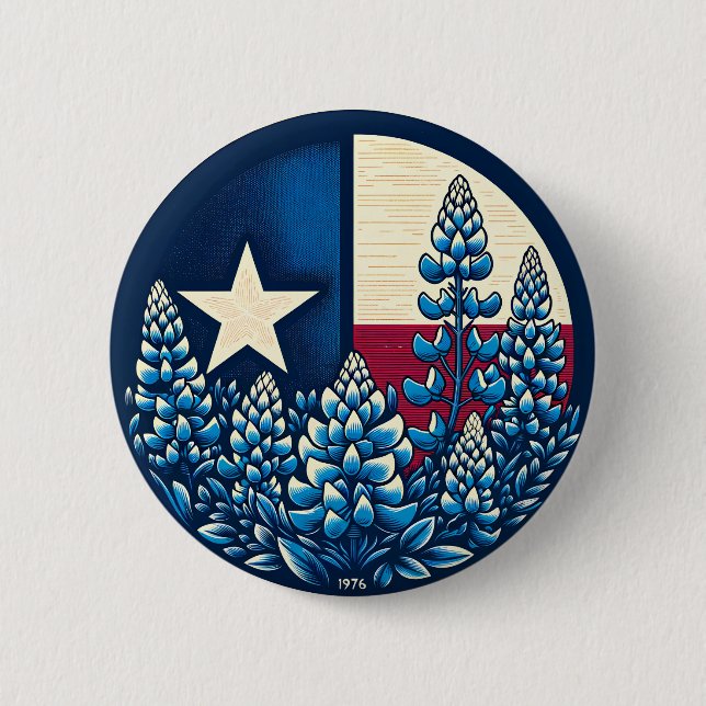 Badge Rond 5 Cm Texas Bluebonnets State Flag Texan Pride (Devant)