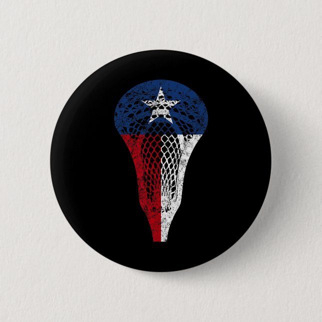 Badge Rond 5 Cm Texas Lacrosse Texan State Drapeau Lax Stick Tee (Devant)