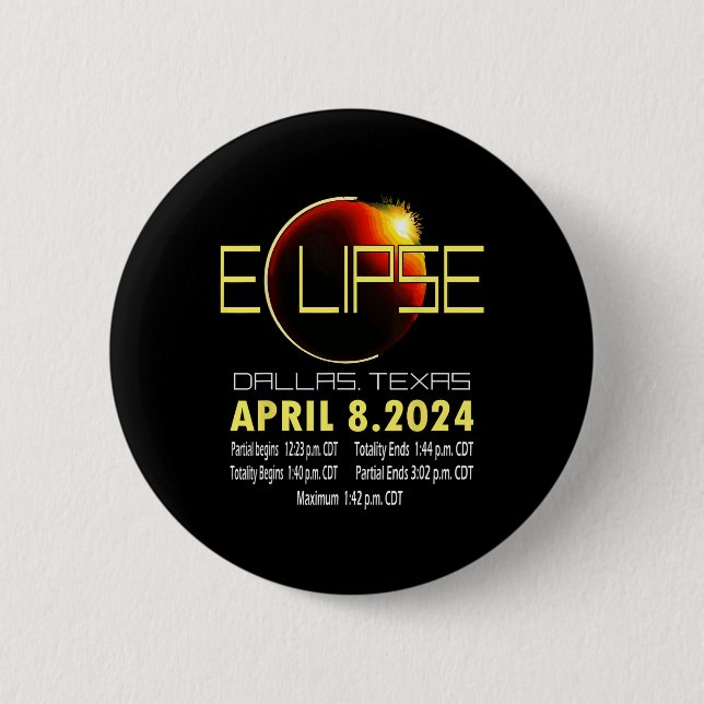 Badge Rond 5 Cm Texas Solar Eclipse 2024 Solar Eclipse Funny Texas (Devant)