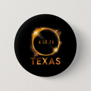 Badge Rond 5 Cm Texas Total Solar Eclipse Avril 8 2024 Texas Solar