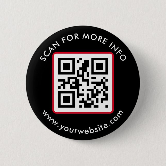 Badge Rond 5 Cm Texte de code QR personnalisé, entreprise (Devant)