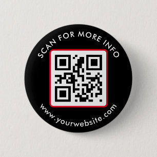 Badge Rond 5 Cm Texte de code QR personnalisé, entreprise