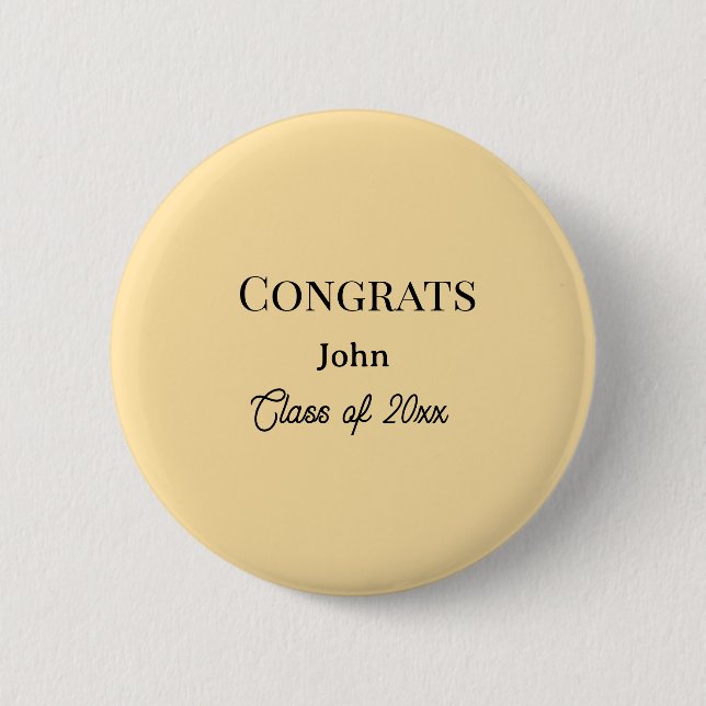 Badge Rond 5 Cm texte de félicitations pour garçon avec nom date a (Devant)