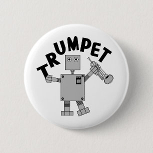 Badge Rond 5 Cm Texte du robot de trompette