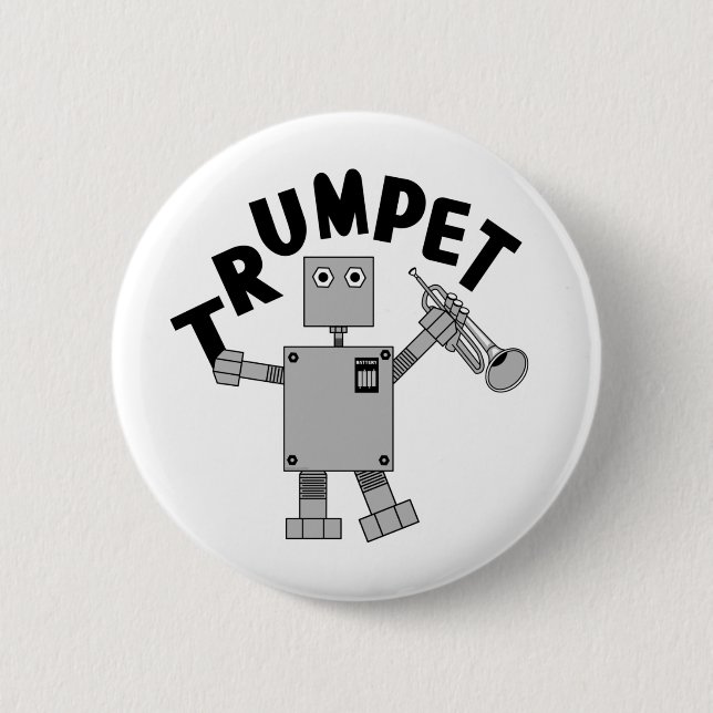 Badge Rond 5 Cm Texte du robot de trompette (Devant)