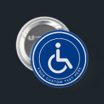 Badge Rond 5 Cm Texte du symbole désactivé Handicapé bleu blanc<br><div class="desc">Symbole handicapé Handicap Texte bleu blanc 6 cm Badge rond</div>