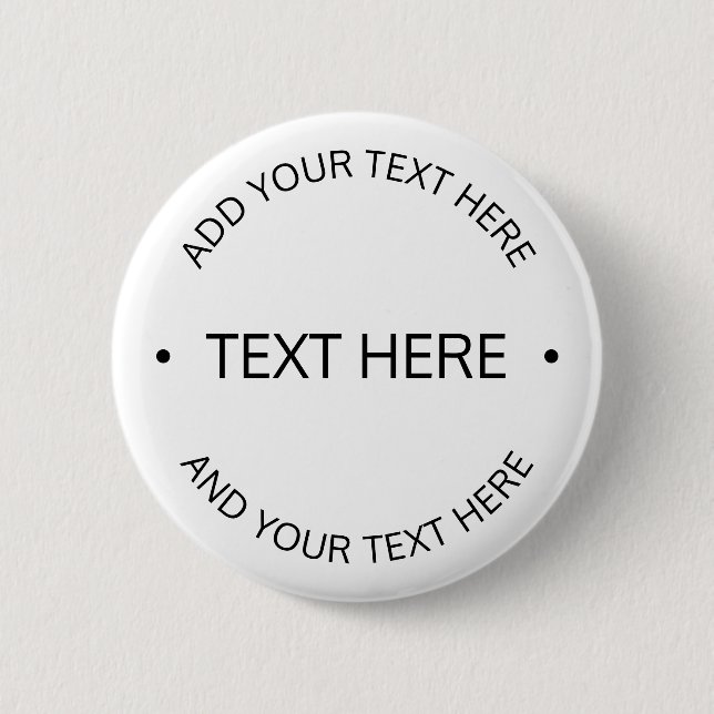 Badge Rond 5 Cm Texte éditable Simple Moderne | Blanc & Noir (Devant)