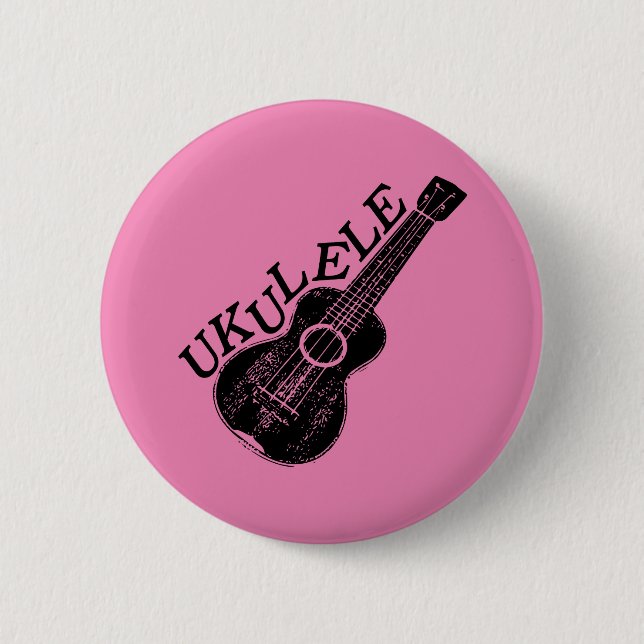 Badge Rond 5 Cm Texte Et Image Ukulele (Devant)