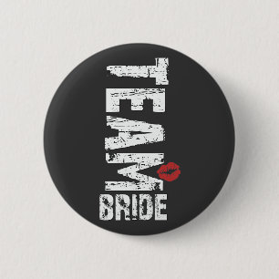 Badge Rond 5 Cm Texte grunge de jeune mariée d'équipe grand
