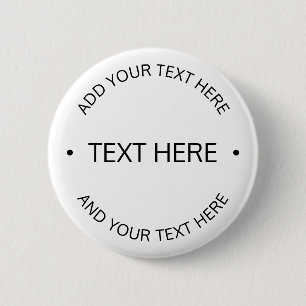 Badge Rond 5 Cm Texte modifiable simple et moderne   Blanc et noir