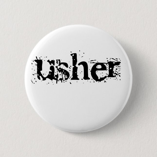 Badge Rond 5 Cm Texte noir d'Usher (Devant)