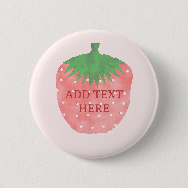 Badge Rond 5 Cm Texte personnalisé de dessin de fraises (Devant)