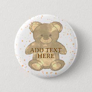 Badge Rond 5 Cm Texte personnalisé de l'ours en peluche