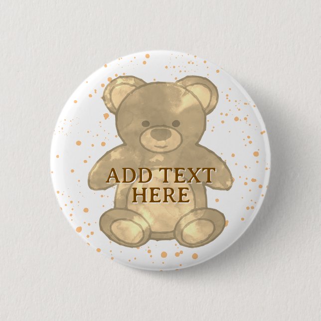 Badge Rond 5 Cm Texte personnalisé de l'ours en peluche (Devant)