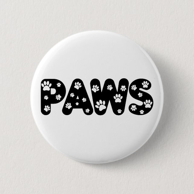 Badge Rond 5 Cm Texte personnalisé des pattes de chien (Devant)