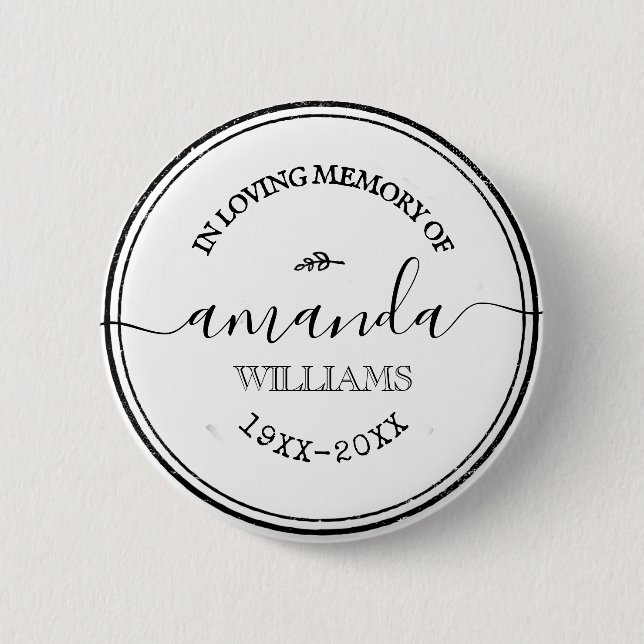 Badge Rond 5 Cm Texte personnalisé Hommage élégant aux funérailles (Devant)
