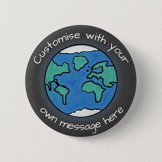 Badge Rond 5 Cm Texte personnalisé Planète Earth Globe (Devant)