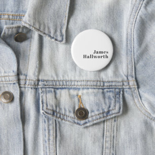 Badge Rond 5 Cm Texte rétro moderne élégant et modifiable Gris
