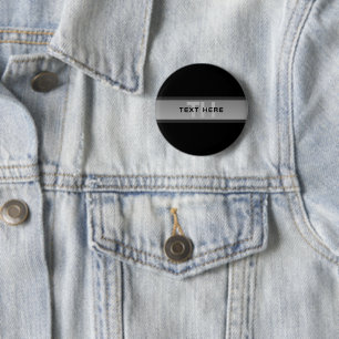 Badge Rond 5 Cm Texte superposé personnalisable moderne   Noir & G