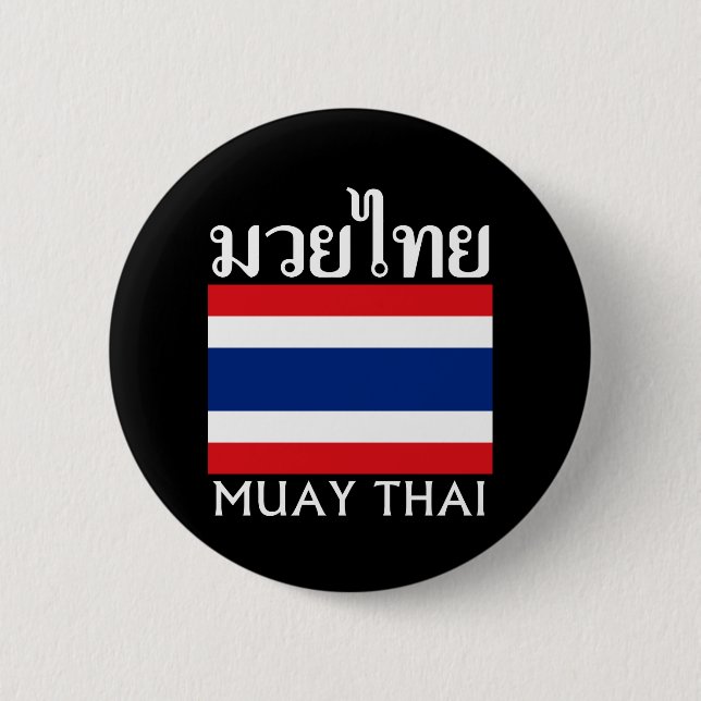 Badge Rond 5 Cm Thaïlandais de Muay + Drapeau de la Thaïlande (Devant)
