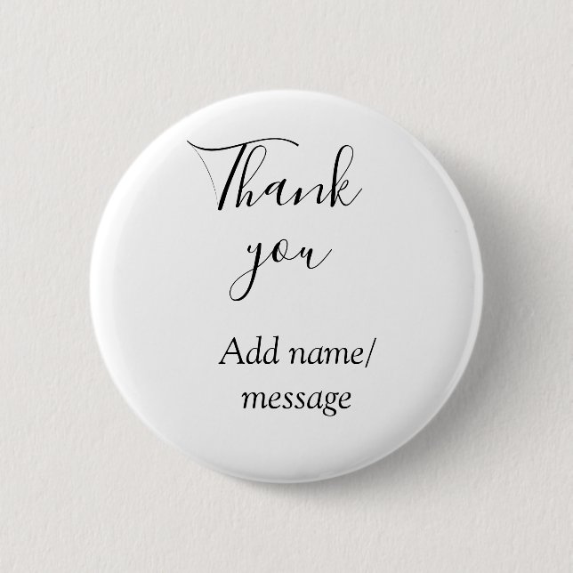 Badge Rond 5 Cm Thank you add name message simple stylish calligra (Devant)