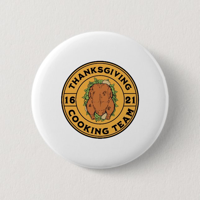 Badge Rond 5 Cm Thanksgiving - équipe de Cuisine (Devant)