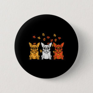 Badge Rond 5 Cm Thanksgiving French Buldog Fall Frenchie Dog Men