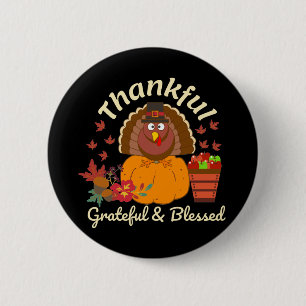 Badge Rond 5 Cm Thanksgiving Grateful & Blessed