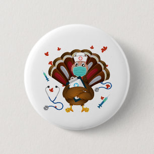 Badge Rond 5 Cm Thanksgiving Scrub Tops Femmes Turquie Nurda Holid