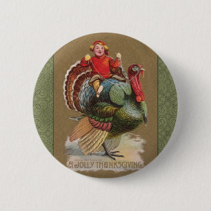 Badge Rond 5 Cm Thanksgiving Turquie Drôle salutations Vintages