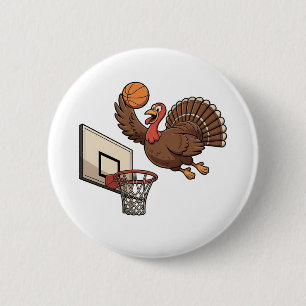 Badge Rond 5 Cm Thanksgiving Turquie Dunking Basketball Funny