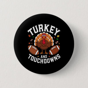 Badge Rond 5 Cm Thanksgiving Turquie Et Touchdowns Football Design