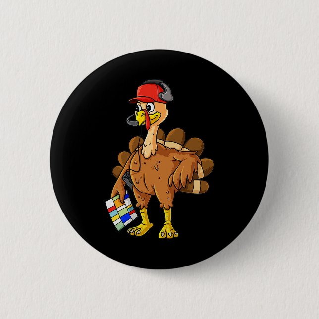 Badge Rond 5 Cm Thanksgiving Turquie Football Entraîneur Amusants  (Devant)