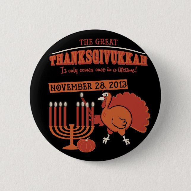 Badge Rond 5 Cm 'Thanksgivukkah de fête (Devant)