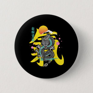 Badge Rond 5 Cm Thattoo japonais Dragon Asie