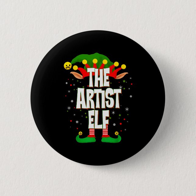 Badge Rond 5 Cm The Artist Elf Christmas  (Devant)