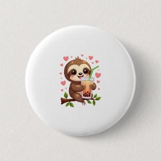 Badge Rond 5 Cm Thé au lait bulles Boba de sloth mignon Kawaii fem