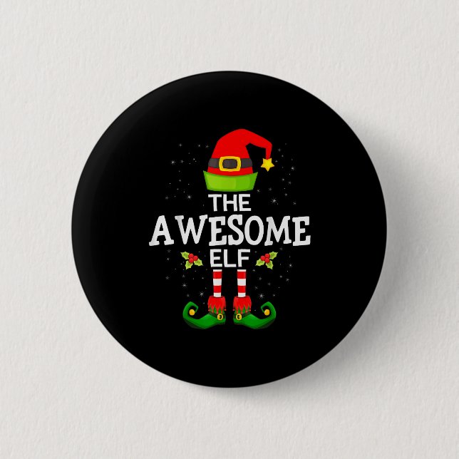 Badge Rond 5 Cm The Awesome Elf Christmas Family Matching Pajama  (Devant)