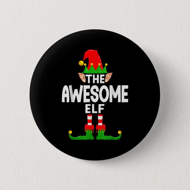 Badge Rond 5 Cm The Awesome Elf Family Christmas Pajama Party  (Devant)