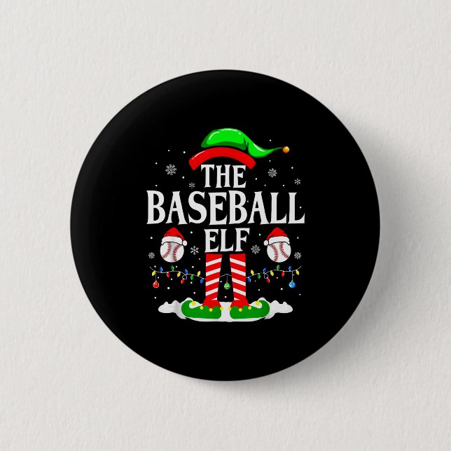 Badge Rond 5 Cm The Baseball Elf Funny Christmas Srt Lovers Xmas E (Devant)