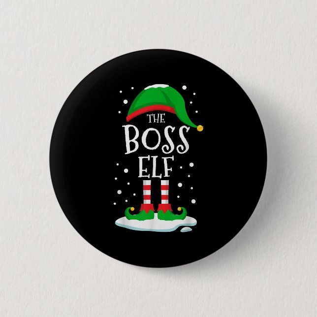 Badge Rond 5 Cm The Boss Elf Christmas Family Matching Xmas Group  (Devant)
