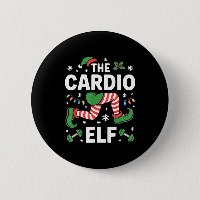 Badge Rond 5 Cm The Cardio Elf Funny Fitness Christmas Gym Workout (Devant)